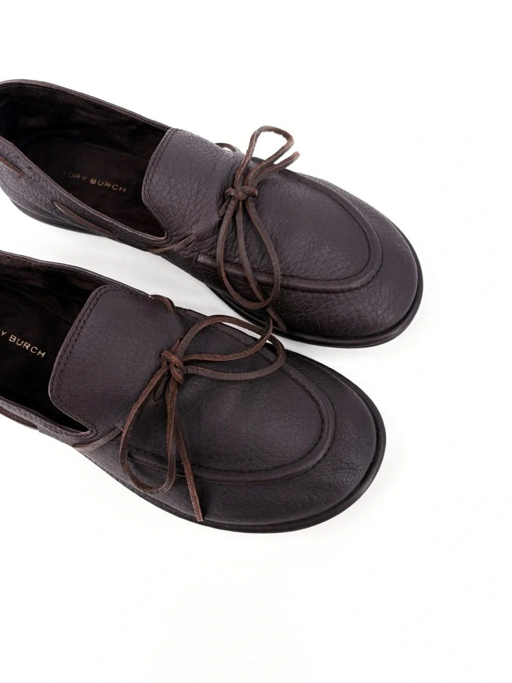 TORY BURCH The Boaty Brown Leather Boat Shoes 6.5